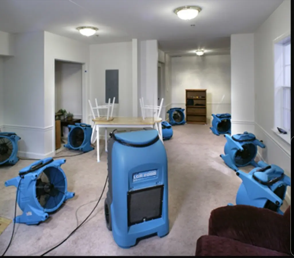 Air movers and dehumidifier setup for Water Extraction & Removal in Fairfax Station